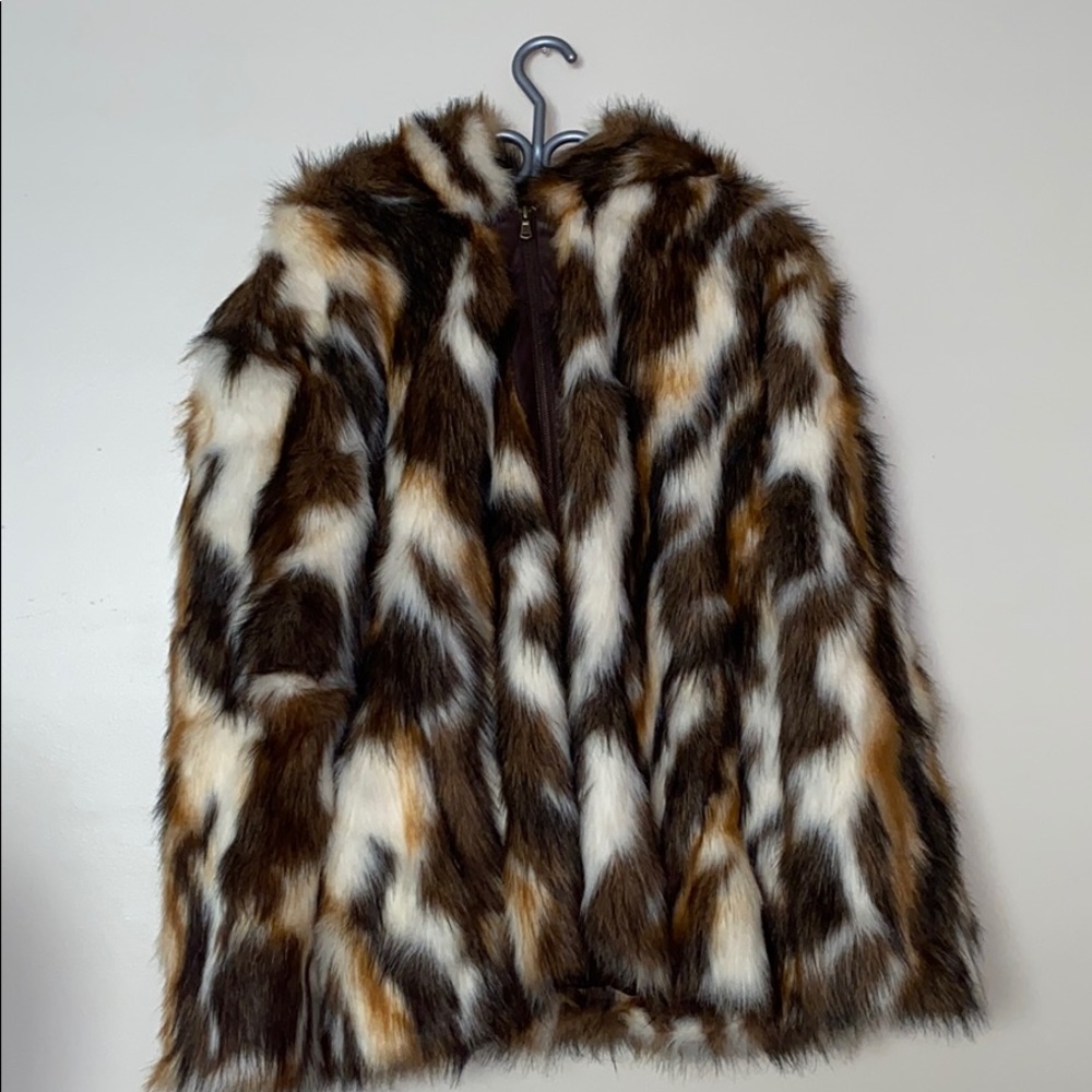 Adrienne Landau Women’s Faux Fur Coat With Hood